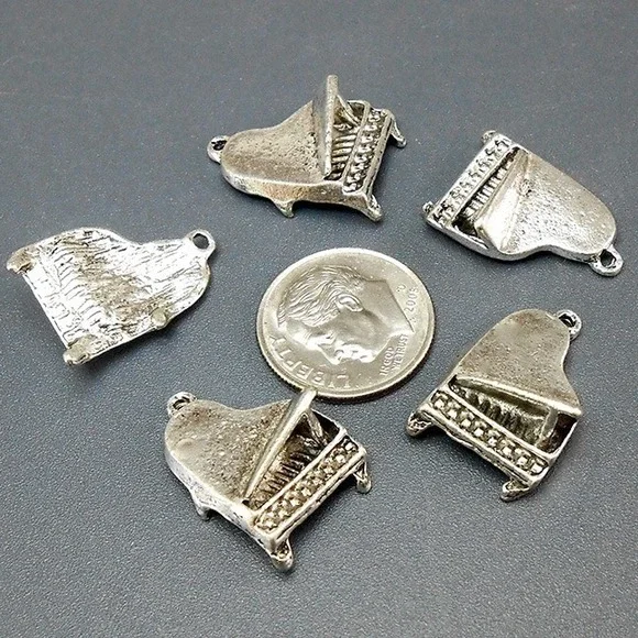 6pcs Piano Charms, music grand piano, jewelry making supplies