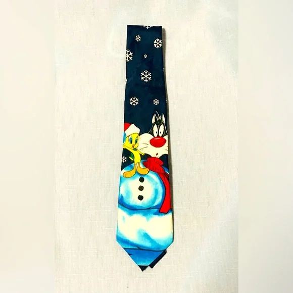 Vintage Looney Tunes Mania Sylvester & Tweety Christmas Neck Tie
