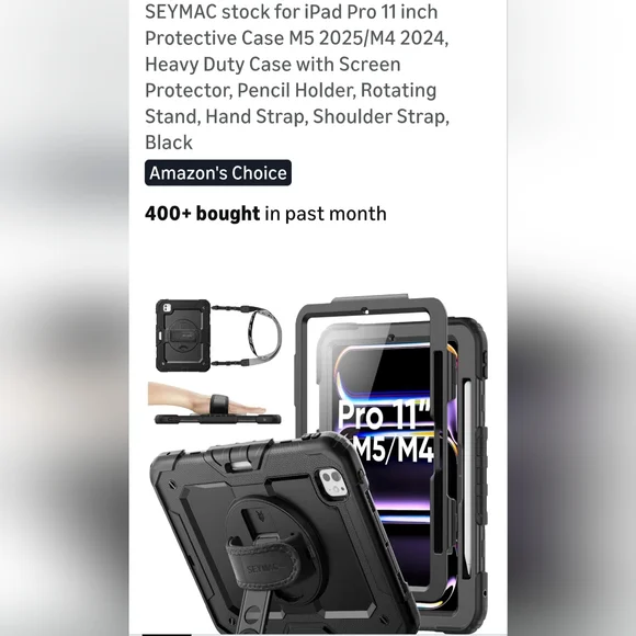 Black Protective Case for iPad Pro 11 inch