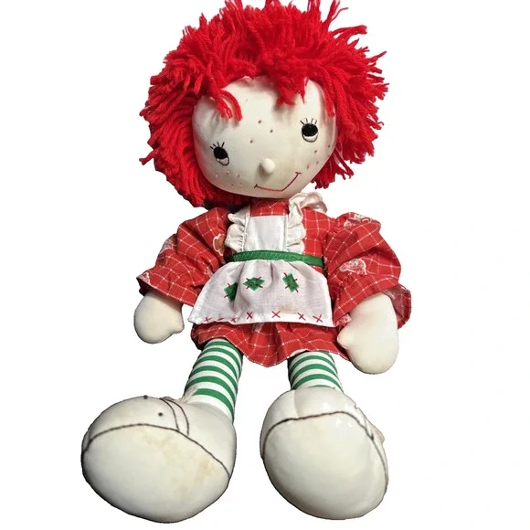 Vintage Strawberry Shortcake Doll 22” Red Plaid Dress Green Stripes 1980s Toys