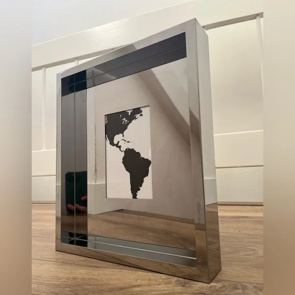Z Gallerie Modern Block Photo Frame Chrome / Silver