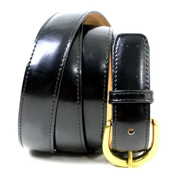 USA STITCHED BLACK GENUINE LEATHER 1 1/8
