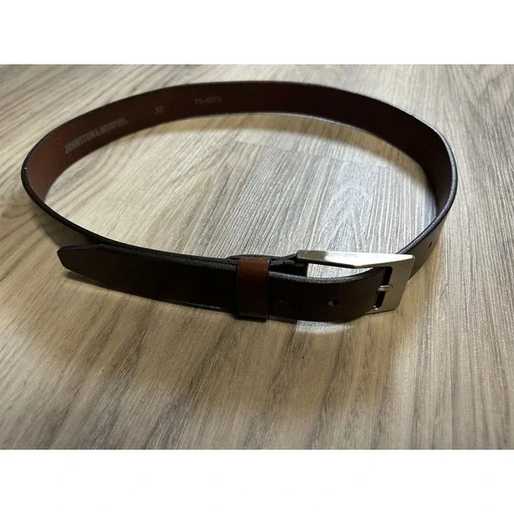 Johnston & Murphy Mens Brown Leather Dress Belt 32 Made in USA