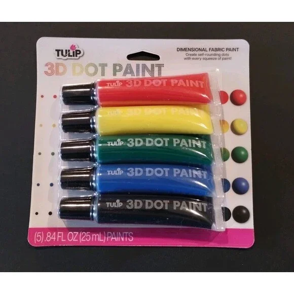 Tulip 3D Dot Paint, Rainbow 5-Pack, Dimensional Fabric Paint - NEW