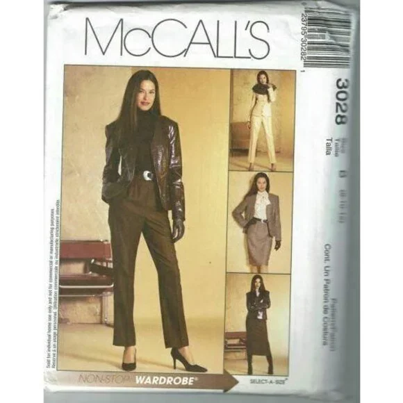 McCalls Sewing‎ Pattern 3028 Jacket Blouse Skirt Pants Size 8 10 12 Petite