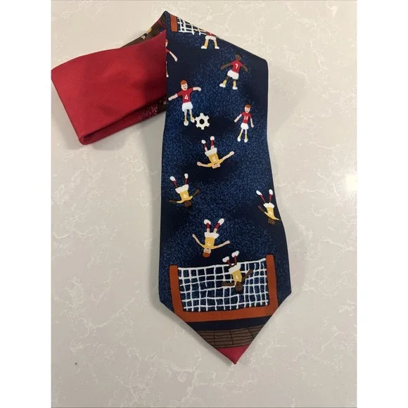 Men's Soccer Pattern Tie Silk Save The‎ Children Made In USA