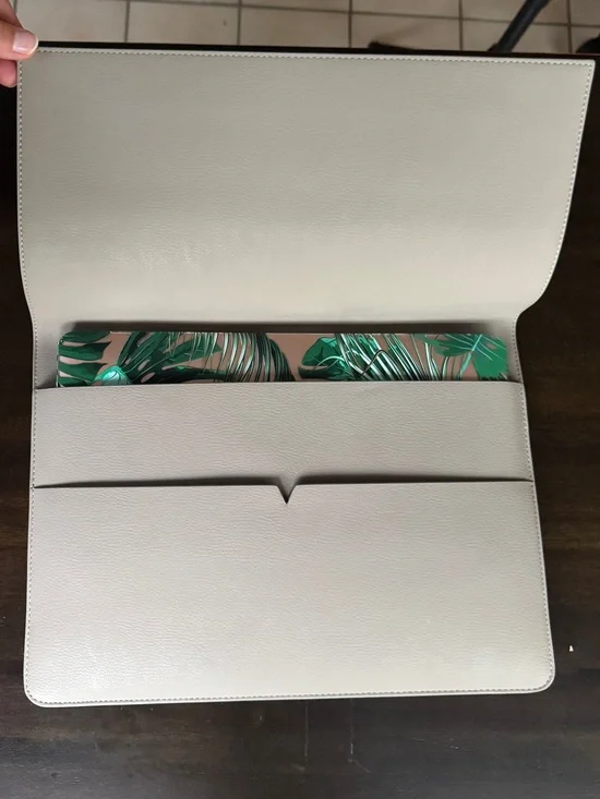 Leather Tablet Laptop Cover in Cream