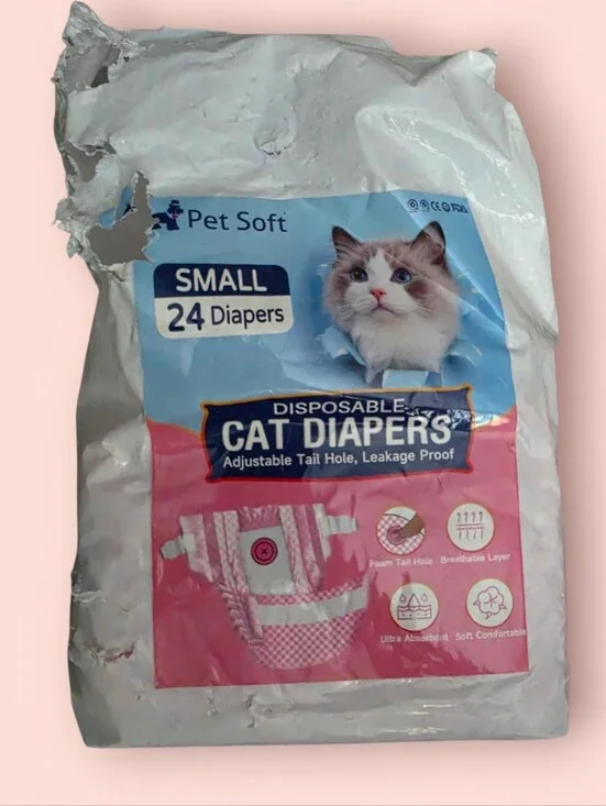 ^ Pet Soft Disposable Cat Diapers - Small - Pink