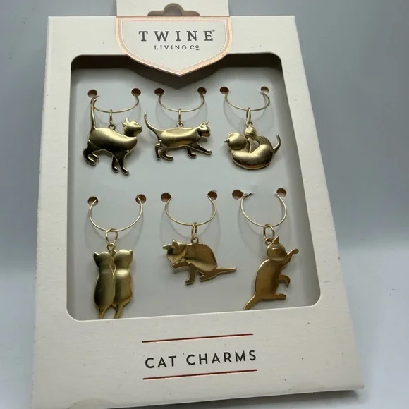Gold Cat Charms Twine Living Co 6pc