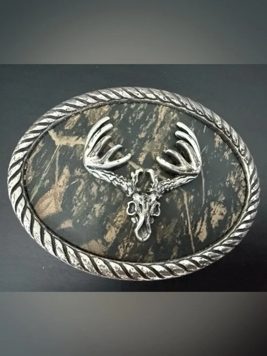 Nocona Buckles Mossy Oak Camo Deer Skull Buckle Antlers 3 1/4