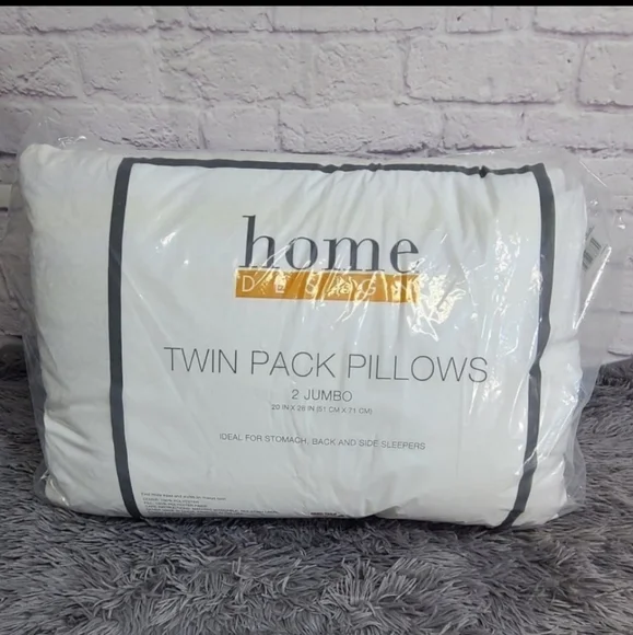 Home Design Twin Pack Jumbo White Pillows‎