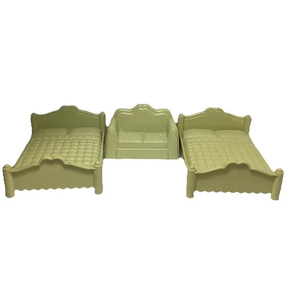 Playskool Vintage Fisher‎ Price 90s Doll House Furniture Couch 2 Beds