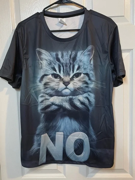 Unbranded Black Cat Graphic Tee - 'No' Statement