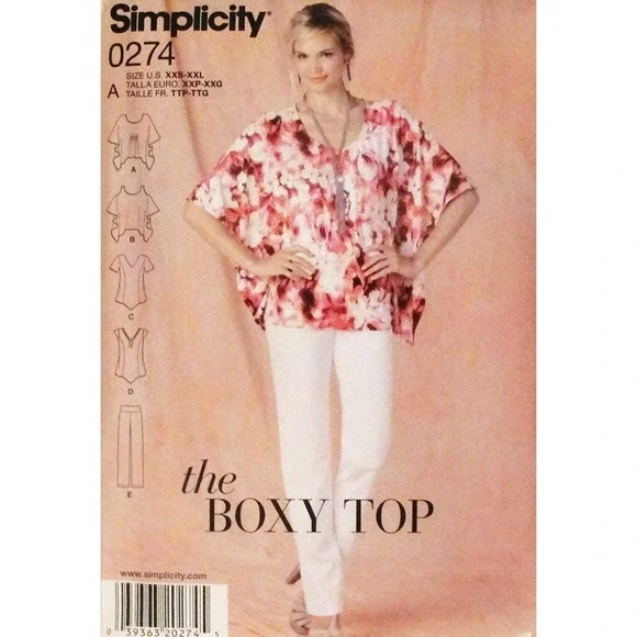 Simplicity Sewing Pattern 0274 1667 Boxy Top Shirt‎ Pants Misses Size XXS-XXL