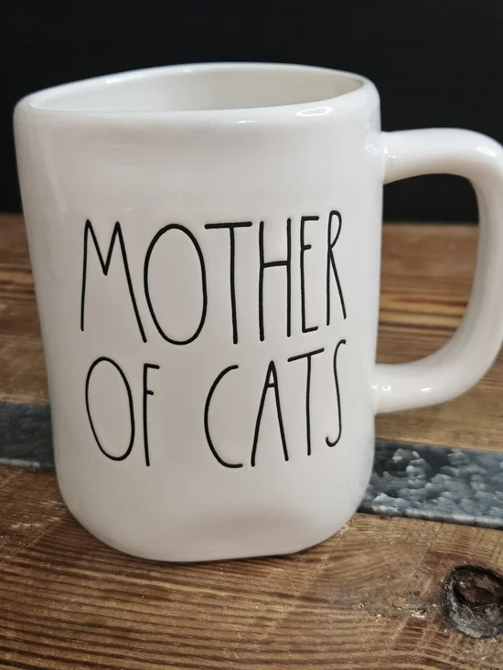Rae Dunn Mother of Cats Ceramic Mug - White