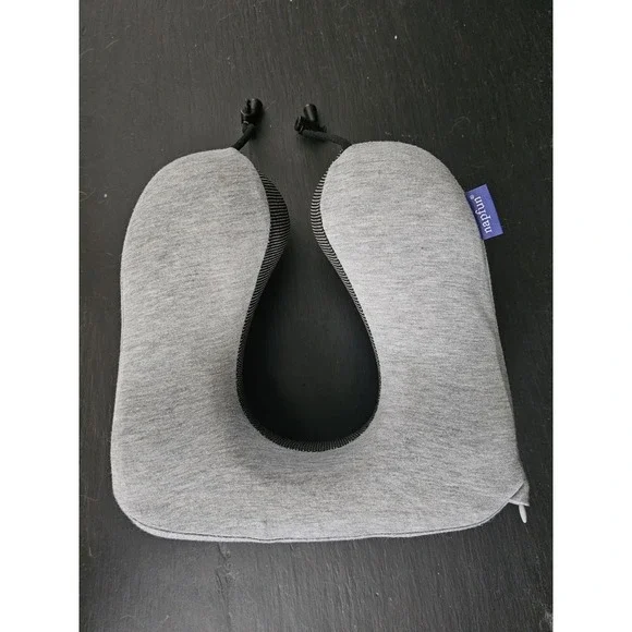Napfun Travel Neck Pillow Gray Upgraded Airplane Zipper To Open Inside For Care