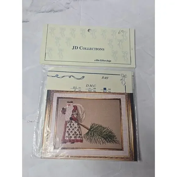 1991 JD Collections Cross Stitch Chart Pine Tree Santa