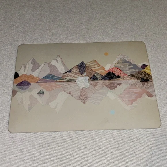 Apple Landscape Painting Laptop Matte Case Hand Draw Mountains Rubberized Cover