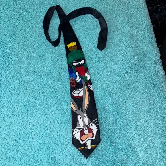 vintage Looney Tunes Mania Bugs Bunny Marvin‎ The Martian Kids Necktie