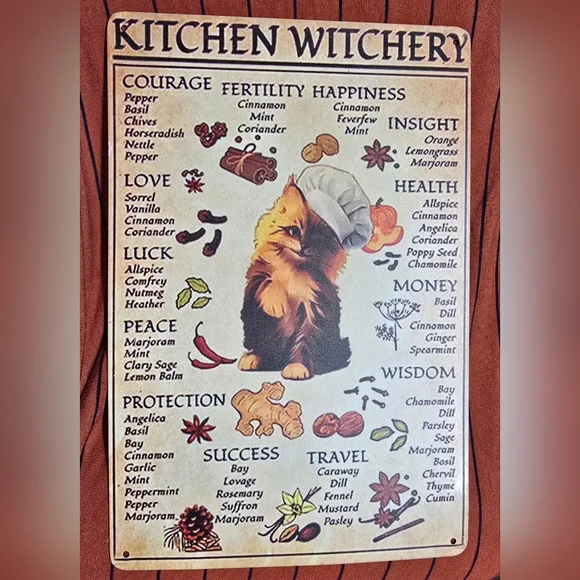 Chef Cat Herbal Wisdom Tin Sign