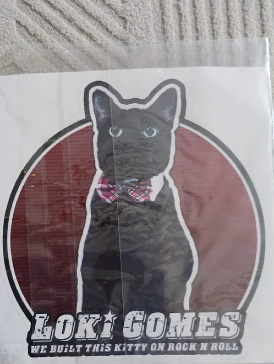 Black Cat Graphic Sticker - Red Background