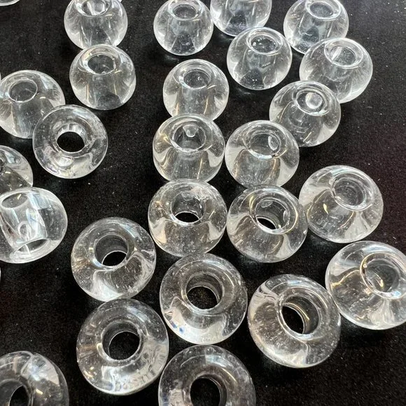 NWOT📌30 Clear Glass Beads 14 mm with a big Hole 5 mm for Jewelry Making -Craft