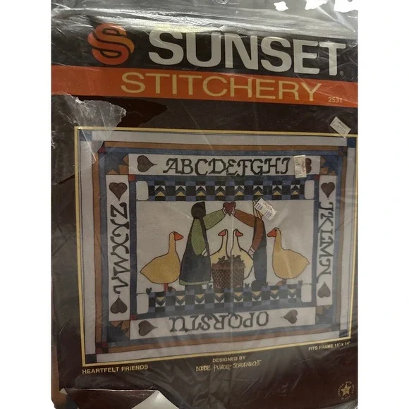 Sunset Stitchery Counted Cross Stitch Kit‎ Heartfelt Friends 15x18 Design