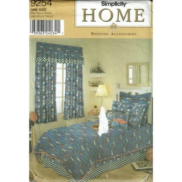 Simplicity Sewing Pattern 9254 Bedding Twin Full Size Comforter‎ Skirt Sham