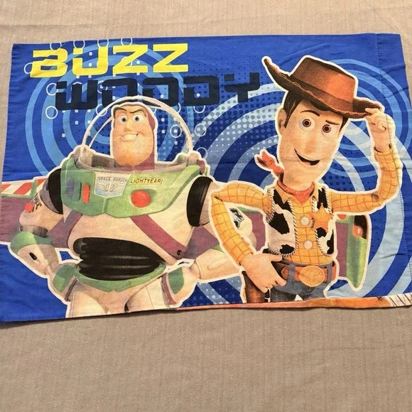 Disney Pixar Toy Story Standard Pillowcase Buzz Woody Rex Hamm Hamm Blue 2009