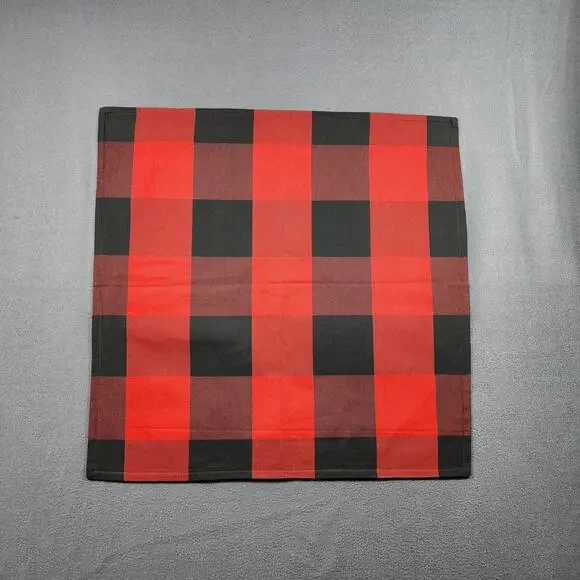 Pottery Barn Buffalo Check Plaid Pillow Cover Square 24x24 Red Black 100% Cotton