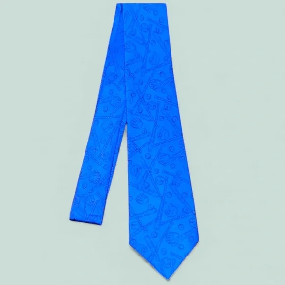 Perry Ellis Tie 100% Silk Boys‎ Baseball Sports 50” Blue