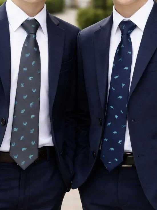 2 kids neckties whale & dinosaur