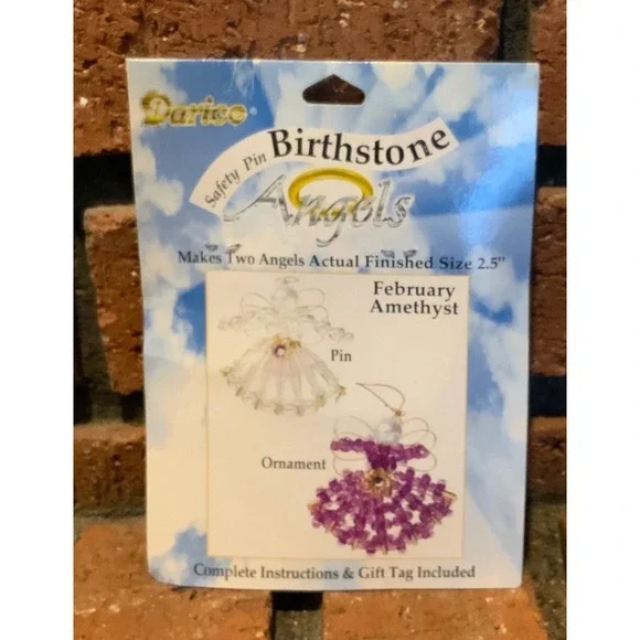 Darice Birthstone Angels Kit February Amethyst Purple Beaded Pin Ornament