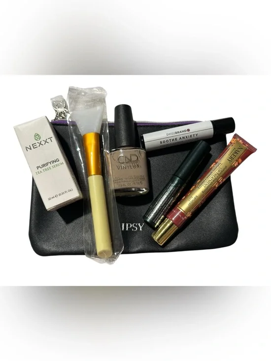 Ipsy Black Makeup Pouch with Assorted Neutral Makeup