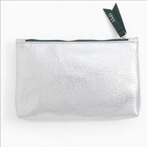 IPSY Silver Metallic Glam Cosmetics Clutch Bag