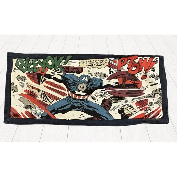 Vintage Marvel Comics Captain America Pillowcase Kids Navy Comic Book