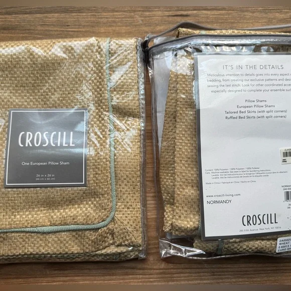 CROSCILL New Normandy Wheat European Pillow Shams Set of Two New in Package