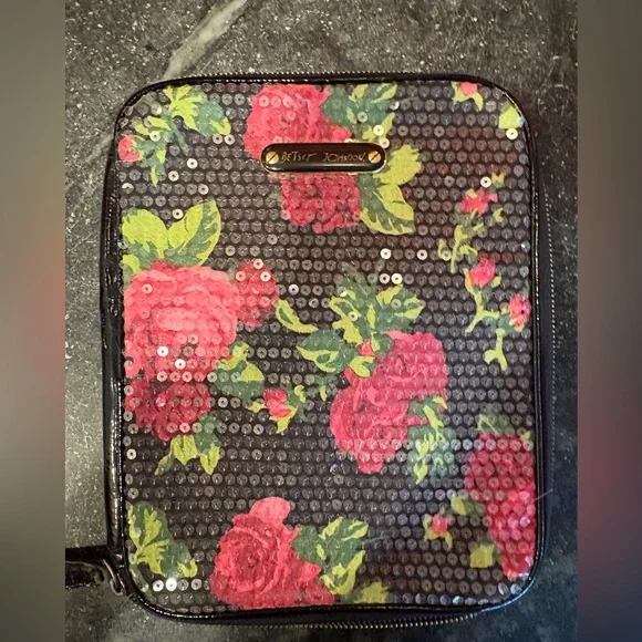 Betsey Johnson Red Floral Sequin Bag