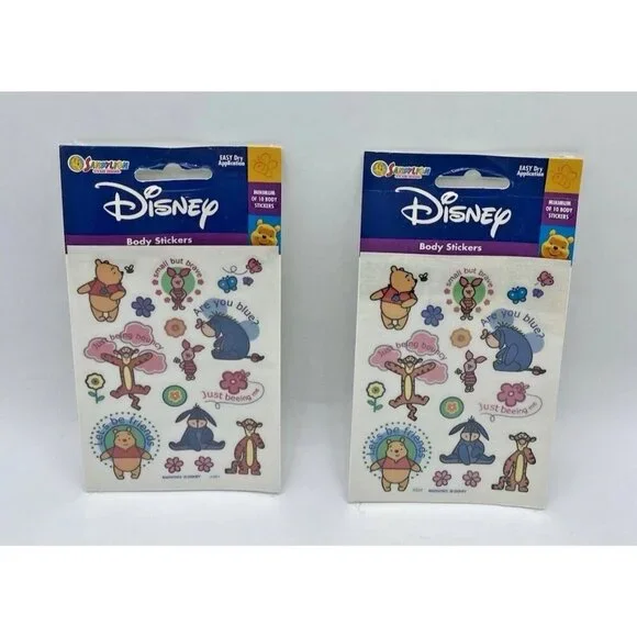 Winnie The Pooh Body Stickers Sandy Lion Disney Vintage Unopened Lot of 2 Packs
