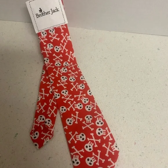 Brother Jack Red Kids Tie with Skull Design (Pirate)
