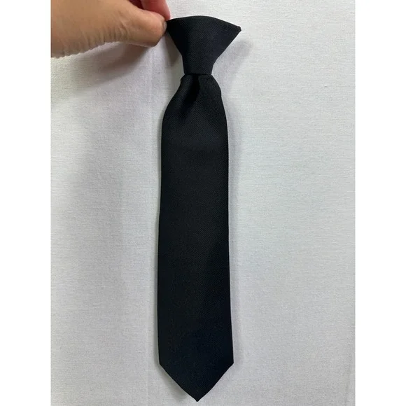 Kids Black Clip On Zipper‎ Tie Boys Girls Formal School Uniform Neckwear