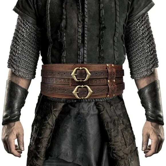 Men's Brown Medieval Faux Leather Armor Belt Knight Corset Belt LARP Halloween