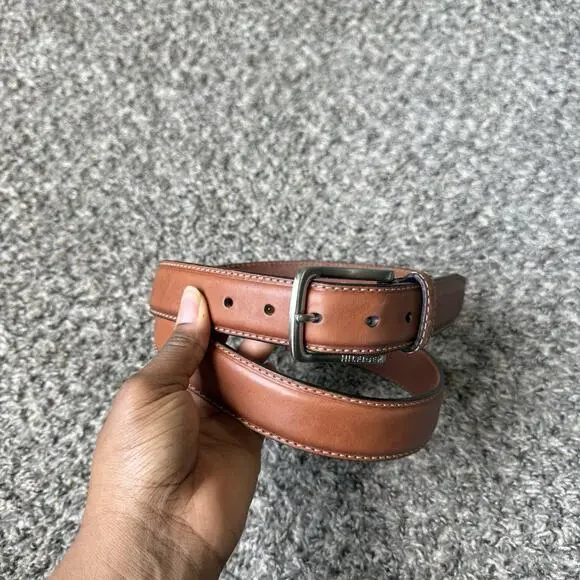 Tommy Hilfiger Thick Brown Leather Belt Handcrafted Size 40
