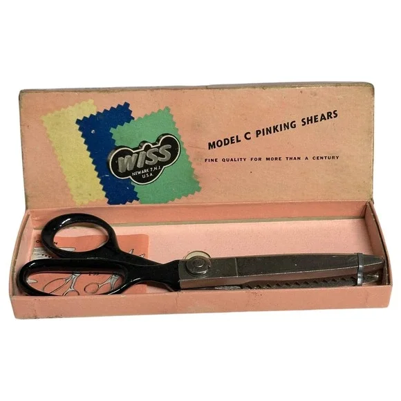Vintage Wiss Pinking Shears Model CB7 Newark NJ USA Original Box Sewing‎ Tool