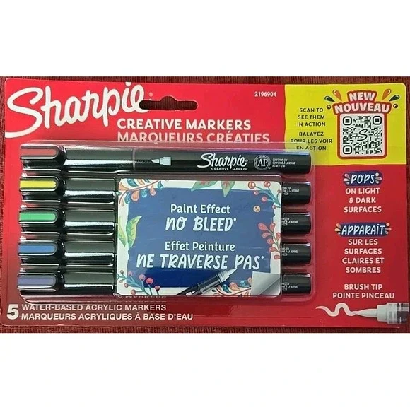 Sharpie Creative Acrylic Markers-5 Count Bullet Tip-Paint Effect No Bleed‎