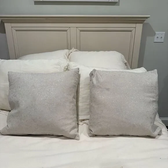 Set of Two Sparkly Silver Throw Pillows