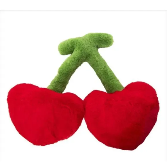New! Cherry Heart Valentine's Pillow White Hippie Bohemian Shabby Chic!