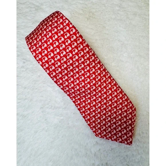 Vineyard Vines Necktie Boys‎ Rasp Red Micro Golf Cart Silk Blend Tie Length 48