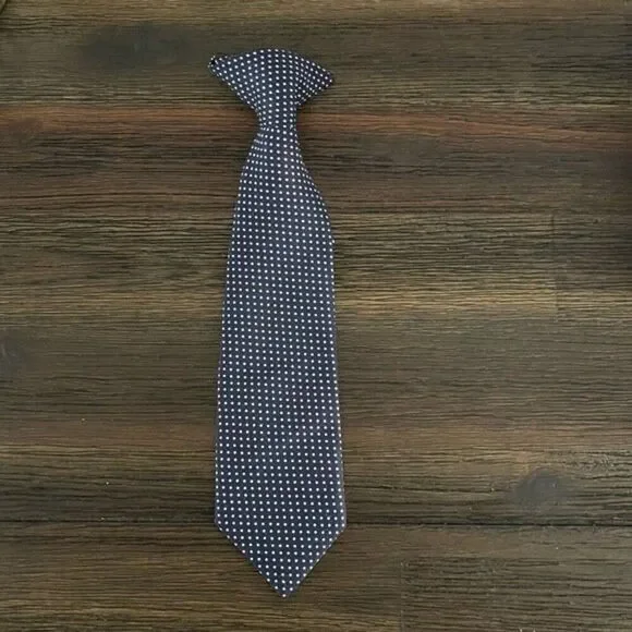 Boys Blue and White Polka Dot Clip on Neck Tie 10”