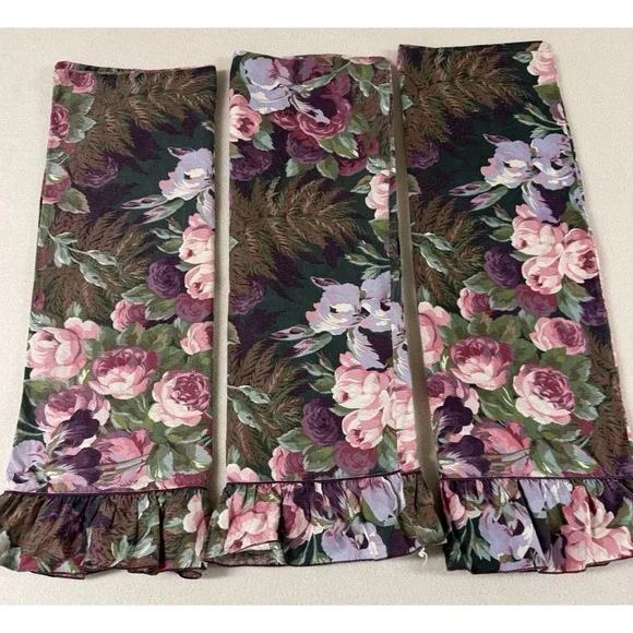 Atelier Martex Enchante Purple Pink Floral 3 Standard Pillow‎ Shams Ruffle Hem